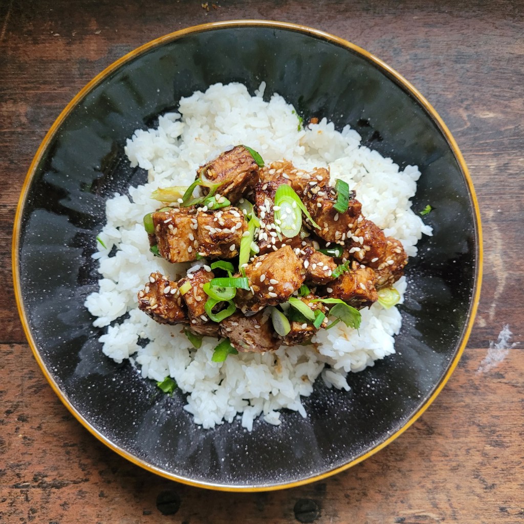 Sticky bbq tofu vegan plant based recipe