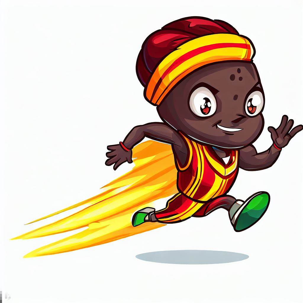 A fast runner with fire demonstrating the speed