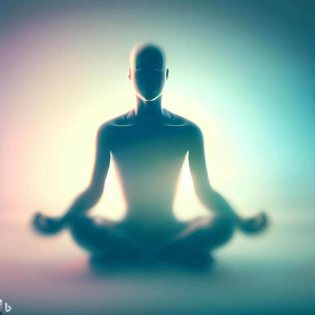 A silhouette of someone meditating