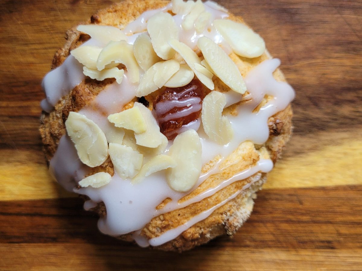 Plant-Based Perfection: Bakewell Scones with Cherry and Icing&nbsp;Drizzle