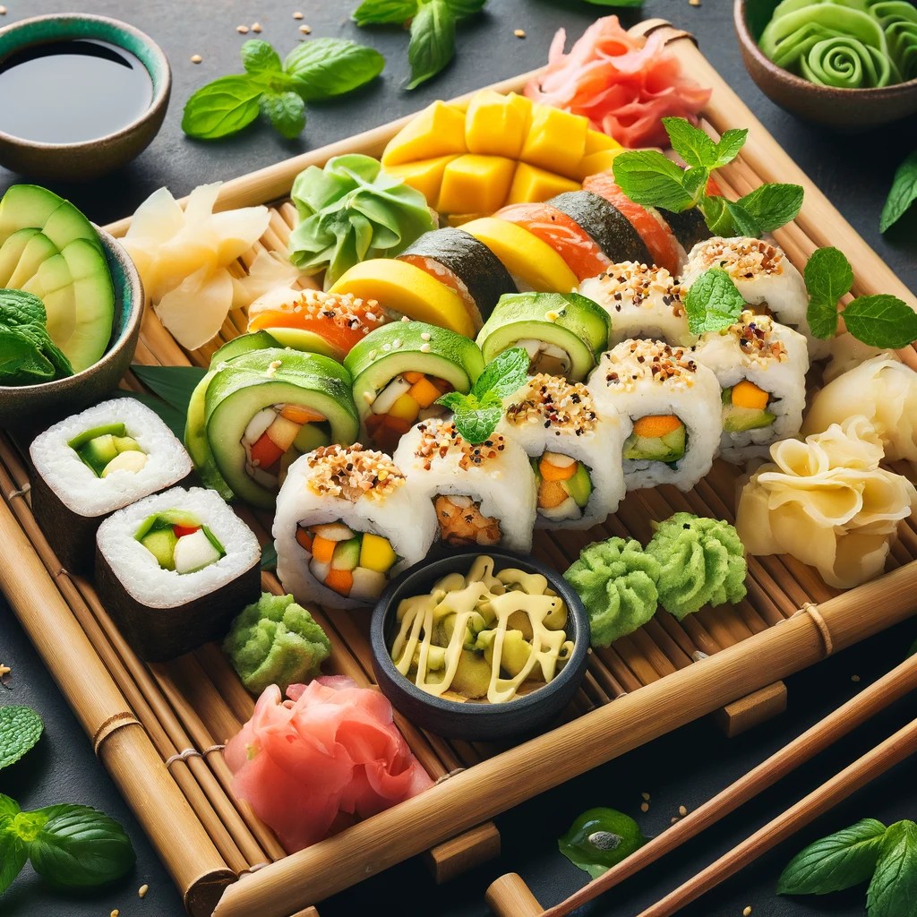vegan sushi board platter