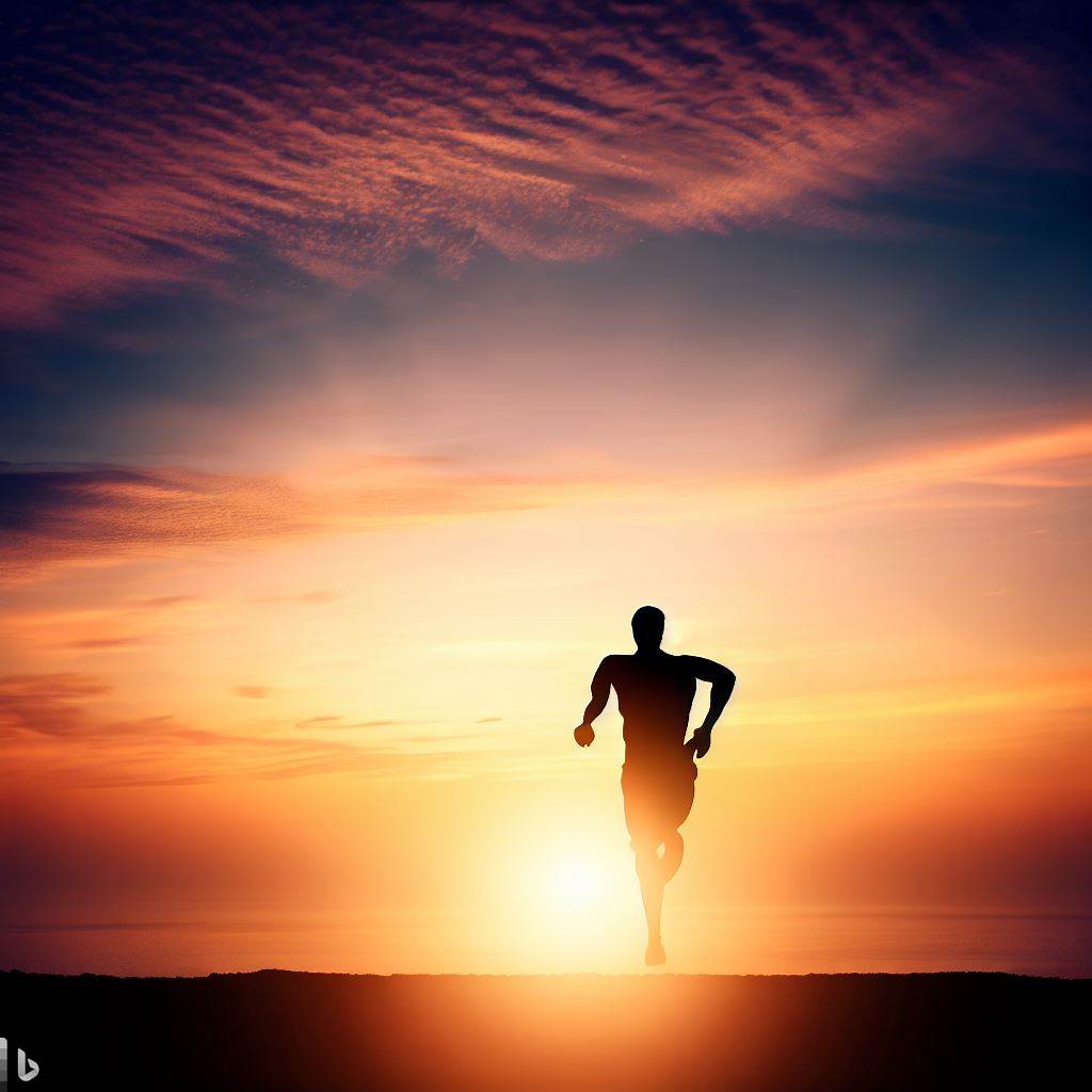 a silhouette of a runner at sunrise demonstrating early morning running.